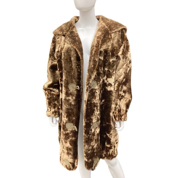 VTG Made In Italy Women’s Coat SZ L Crushed Velvet Toggle Closures Side Pockets - Picture 3 of 8